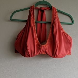 Fig leaves salmon underwire halter bikini top